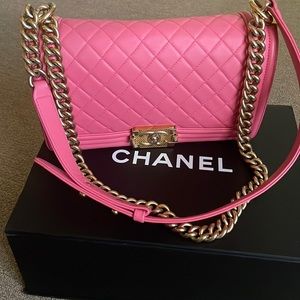 CHANEL Pink Boy Bag Flap Bag AUTHENTIC